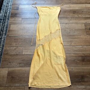 Meshki Yellow Maxi Dress with Lace Detail